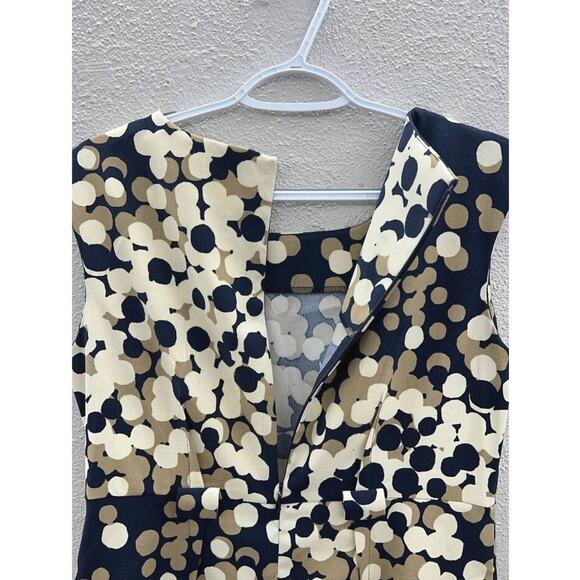 Womens Emma & Michele Dress Size 6 Blue and Tan Dotted Cap Sleeve Pencil - Picture 10 of 15